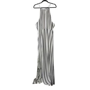 Candie’s 3X Black & White Striped Maxi Dress Keyhole Front Side Slits | Stretch